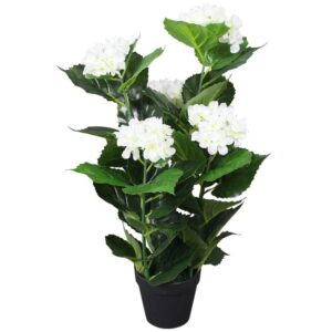 furnicato Künstliche Hortensie mit Topf 60 cm Weiß