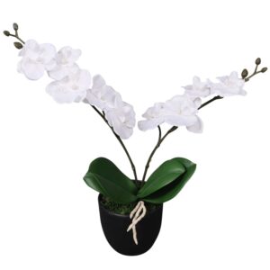 furnicato Künstliche Orchidee mit Topf 30 cm Weiß