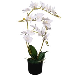 furnicato Künstliche Orchidee mit Topf 65 cm Weiß