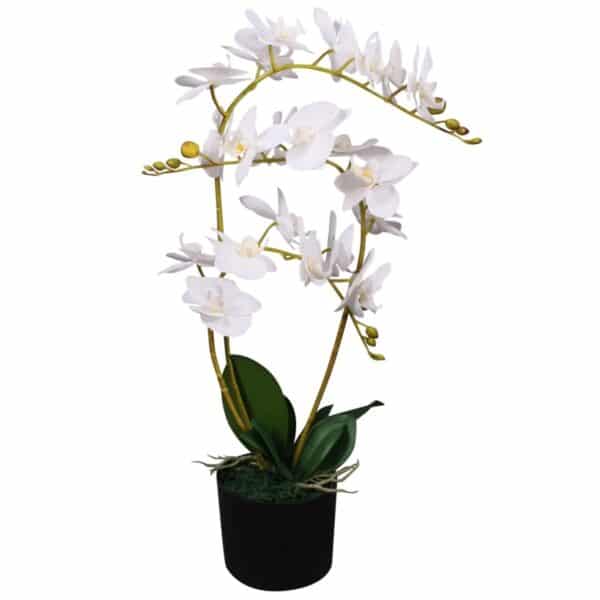furnicato Künstliche Orchidee mit Topf 65 cm Weiß