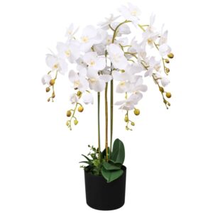 furnicato Künstliche Orchidee mit Topf 75 cm Weiß