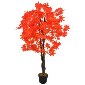 furnicato Künstliche Pflanze Ahornbaum mit Topf Rot 120 cm