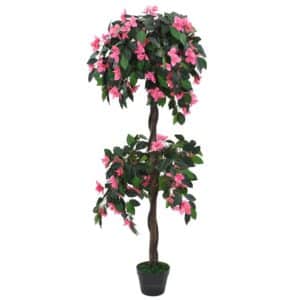 furnicato Künstliche Rhododendron-Pflanze mit Topf 155 cm Grün und Rosa