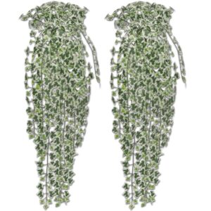 furnicato Künstlicher Efeu Grün-Weiß 90 cm 2 Stück