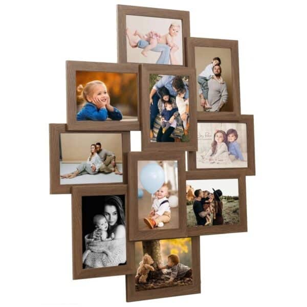vidaXL Collage Bilderrahmen für 10x10x15 cm Fotos Hellbraun MDF