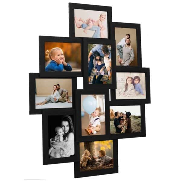 vidaXL Collage Bilderrahmen für 10x10x15 cm Fotos Schwarz MDF