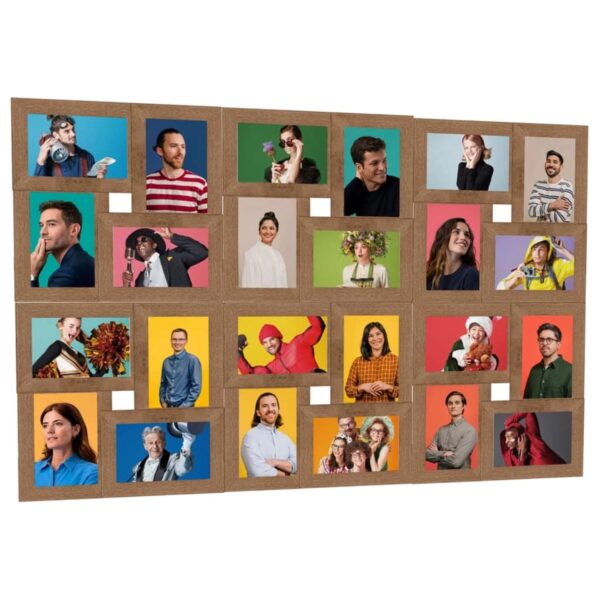 vidaXL Collage Bilderrahmen für 24x10x15 cm Fotos Hellbraun MDF