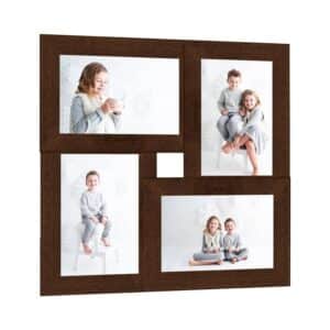 vidaXL Collage Bilderrahmen für 4x10x15 cm Fotos Dunkelbraun MDF