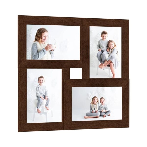 vidaXL Collage Bilderrahmen für 4x10x15 cm Fotos Dunkelbraun MDF