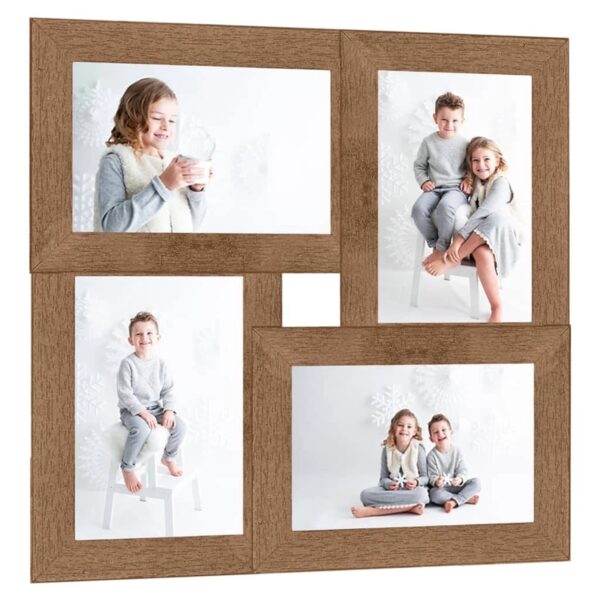 vidaXL Collage Bilderrahmen für 4x10x15 cm Fotos Hellbraun MDF