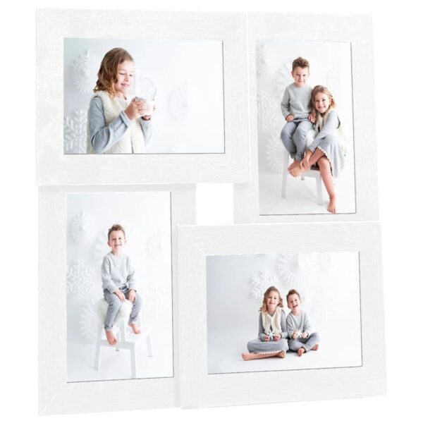 vidaXL Collage Bilderrahmen für 4x10x15 cm Fotos Weiß MDF