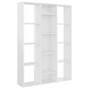 vidaXL Raumteiler/Bücherregal Hochglanz-Weiß 100x24x140 cm